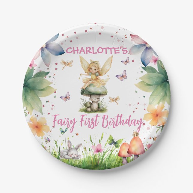 Assiettes En Carton Jardin magique Fée 1er anniversaire (Devant)
