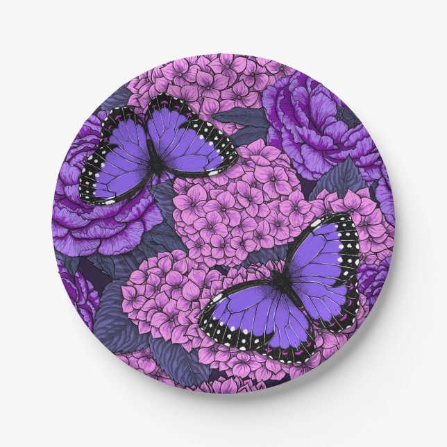 Assiettes En Carton Jardin morpho bleu 2 (Devant)