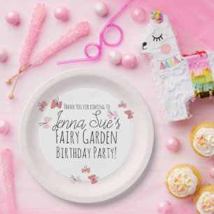 Assiettes En Carton Jardin Papillons Anniversaire Rose