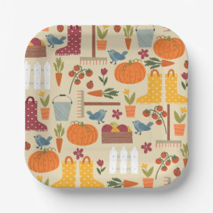 Assiettes En Carton jardin potager de citrouilles automnales cottageco