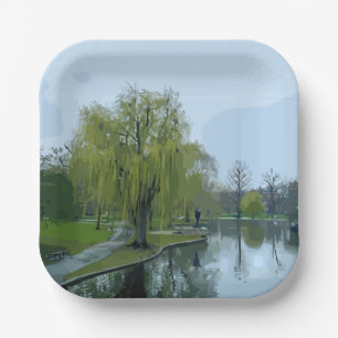 Assiettes En Carton Jardin public de Boston Massachusetts Peinture