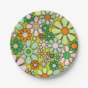 Assiettes En Carton Jardin rétro super des années 60 les années 70 mod