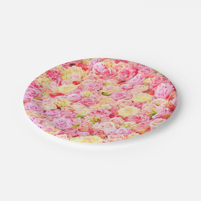Assiettes En Carton Jardin rose (Angle)