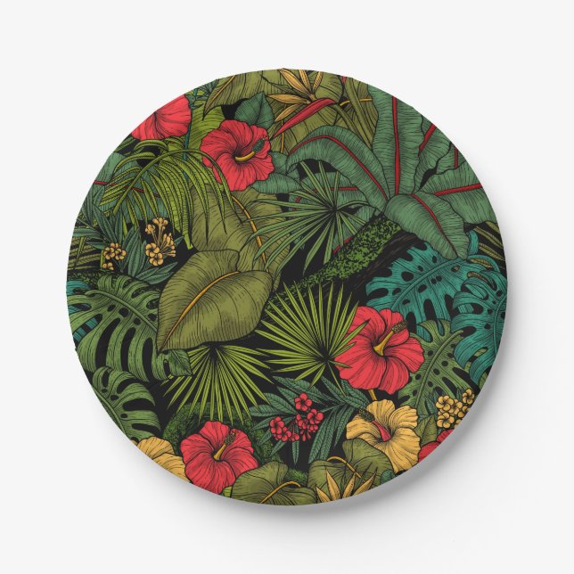 Assiettes En Carton Jardin tropical (Devant)