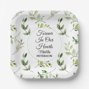 Assiettes En Carton Jardin vert Funérailles Feuilles