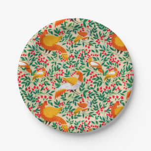 Assiettes En Carton Jardin Vintage vert Peacock Birds
