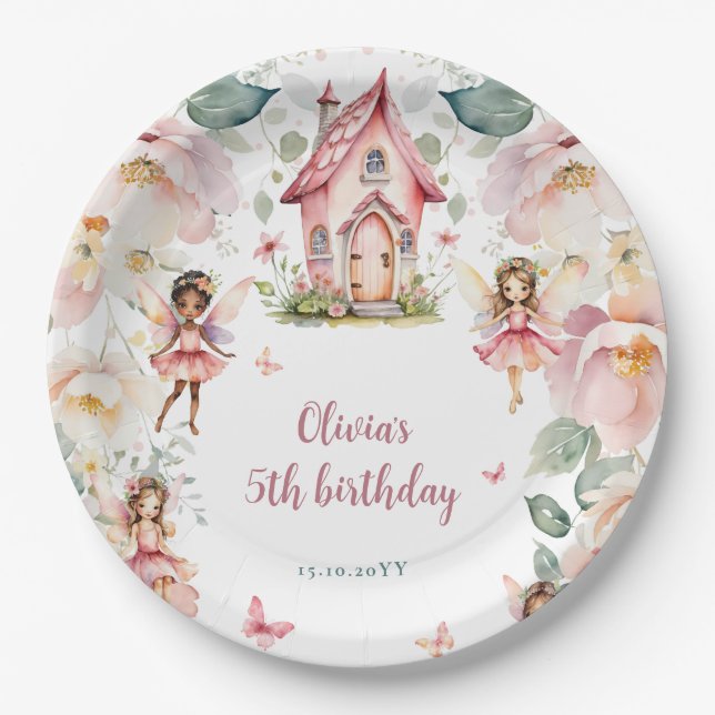 Assiettes En Carton Jardin Whimsical Fairy Tea Party Filles Anniversai (Devant)