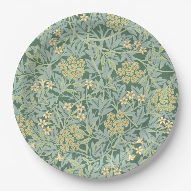 Assiettes En Carton Jasmine, motif de William Morris, (Devant)