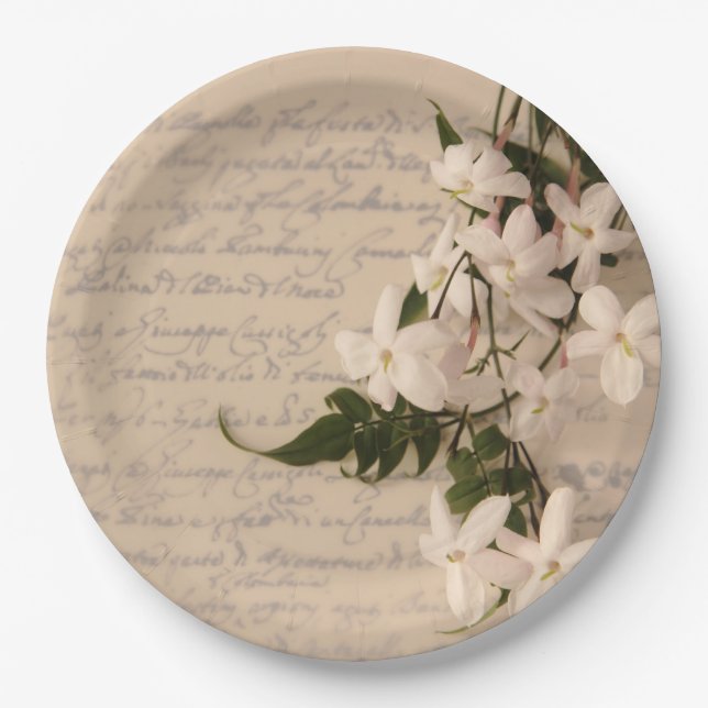 Assiettes En Carton Jasmine sur l'ancien script (Devant)