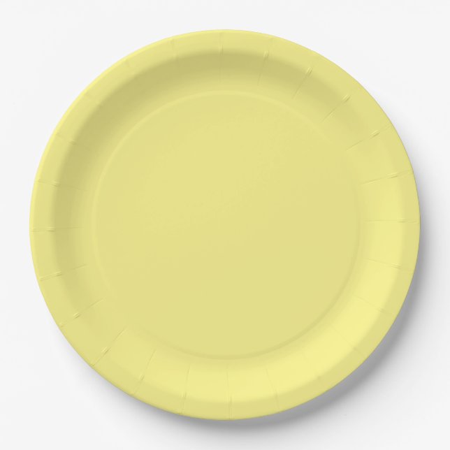 Assiettes En Carton jaune citron, couleur solide, (Devant)