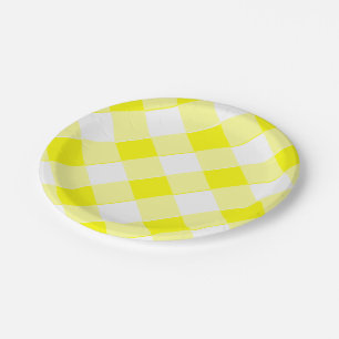 Assiettes En Carton Jaune En vichy Rétro Spectaculaire Vieil École