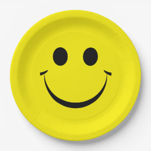 Assiettes En Carton Jaune Joyeux Visage Anniversaire