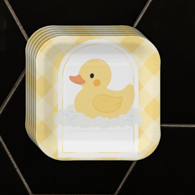 Assiettes En Carton Jaune moderne en caoutchouc Baby shower canard (Créateur téléchargé)