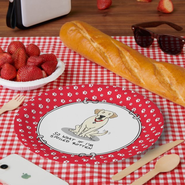 Assiettes En Carton Jaune pourri du labo Labrador Retriever Drôle (Pique-nique)