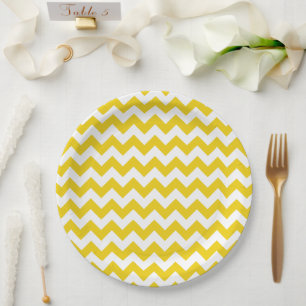 Assiettes En Carton Jaune Zigzag, Jaune Chevron, Motif géométrique