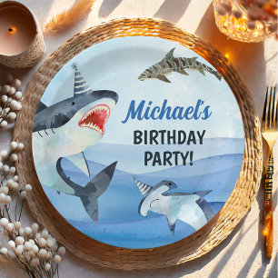 Assiettes En Carton Jawsome Requin sous la mer Anniversaire