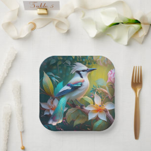 Assiettes En Carton Jay à ailes Turquoises en berceau