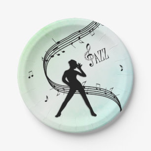 Assiettes En Carton Jazz Dance Green Music