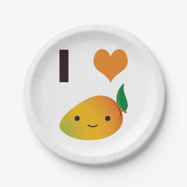 Assiettes En Carton Je coeur Mango (Devant)