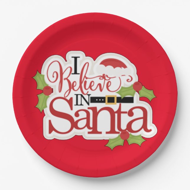 Assiettes En Carton Je Crois En Père Noël (Devant)