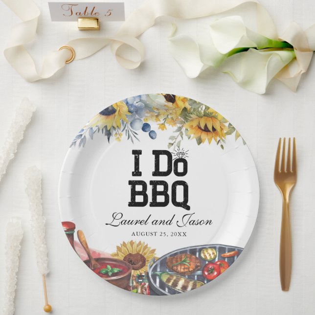 Assiettes En Carton Je fais BBQ Sunflower Russe Engagement Party (Mariage)