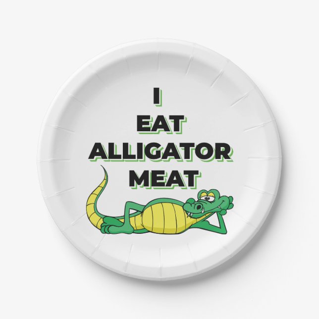 ASSIETTES EN CARTON JE MANGE DE LA VIANDE ALLIGATOR (Devant)