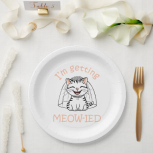 Assiettes En Carton Je me fais marier Miaou !
