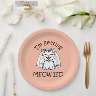 Assiettes En Carton Je me fais marier Miaou !