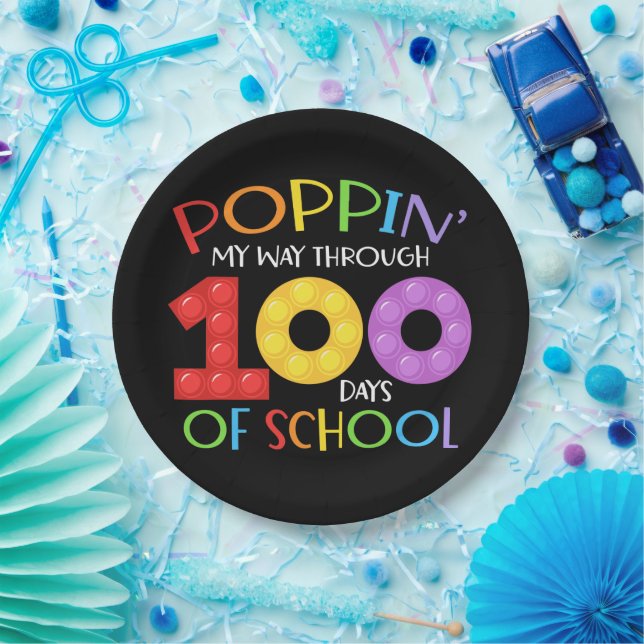 Assiettes En Carton Je passe 100 jours à l'école (Fête)