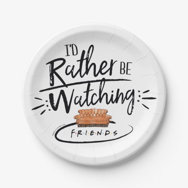 Assiettes En Carton Je préférerais regarder mes amis™ (Devant)