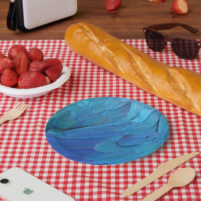 Assiettes En Carton Je suis bleu - Plumes Macaw (Pique-nique)
