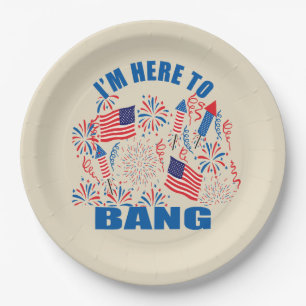 Assiettes En Carton Je suis ici pour 4 juillet marrant