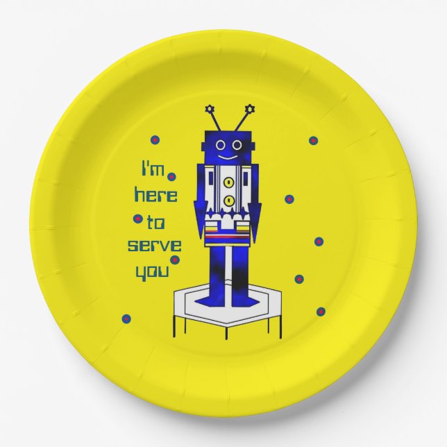 Assiettes En Carton "Je suis là pour vous servir" Plaque en papier (Devant)