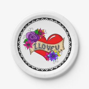 Assiettes En Carton Je T'Aime   Street Art Graffiti Urban Heart