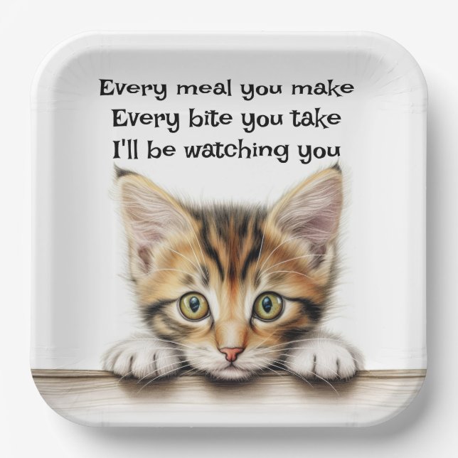 Assiettes En Carton Je te regarderai Kitty (Recto)