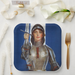 Assiettes En Carton Jeanne d'Arc Héroïne Française, Chevalière Vierge 
