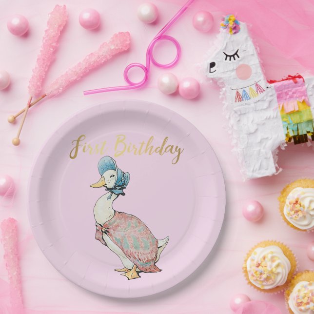 Assiettes En Carton Jemima Puddle Duck "Premier anniversaire" Texte (Fête)