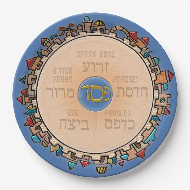 Assiettes En Carton Jérusalem À Dernier (Seder) (Devant)