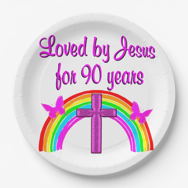 ASSIETTES EN CARTON JÉSUS AIMER 90ÈME ANNIVERSAIRE (Devant)