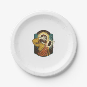 Assiettes En Carton Jésus aveuglant la luminosité maximale du téléphon
