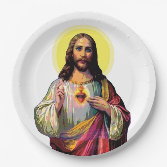 Assiettes En Carton Jesus Christus en style pop art (Devant)