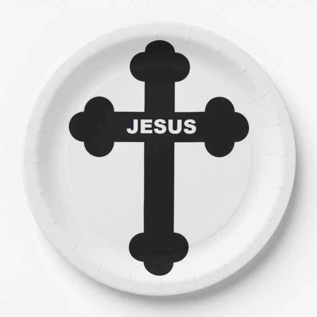 ASSIETTES EN CARTON JESUS CROSS (Devant)