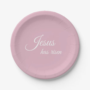 Assiettes En Carton Jésus Est Devenu Pastel Rose Pâques Chrétiennes Pa