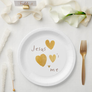 Assiettes En Carton Jésus m'aime. Plaques en papier modernes.