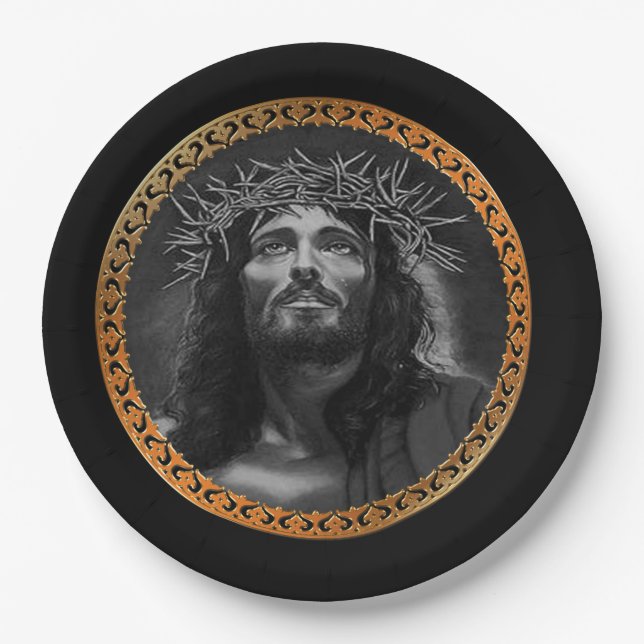 Assiettes En Carton Jésus regarde dans les cieux (Devant)