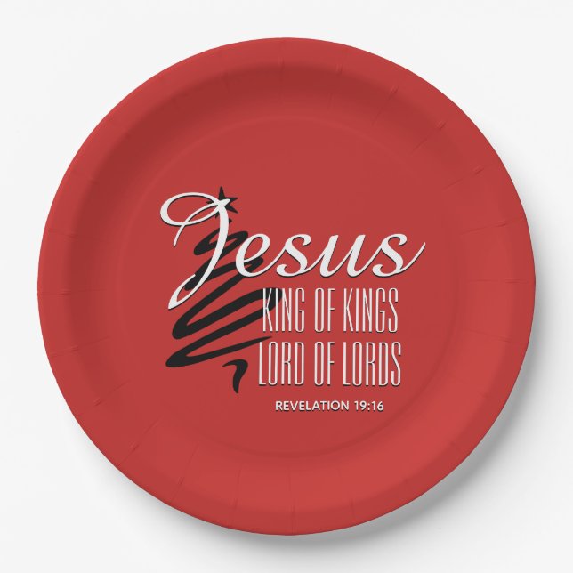 Assiettes En Carton JÉSUS ROI DES ROIS Noël Écriture chrétienne (Devant)