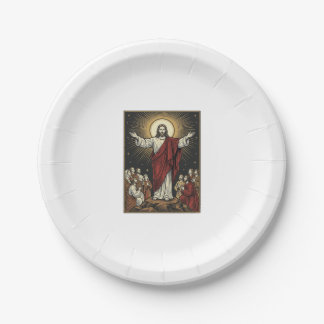 Assiettes En Carton Jésus vintage gloire radieuse gravure chrétienne D