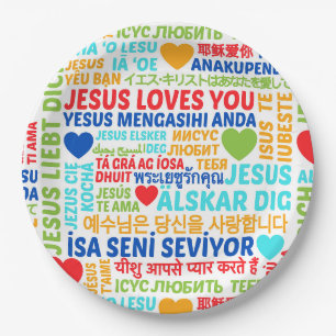 Assiettes En Carton Jésus Vous Aime Langues