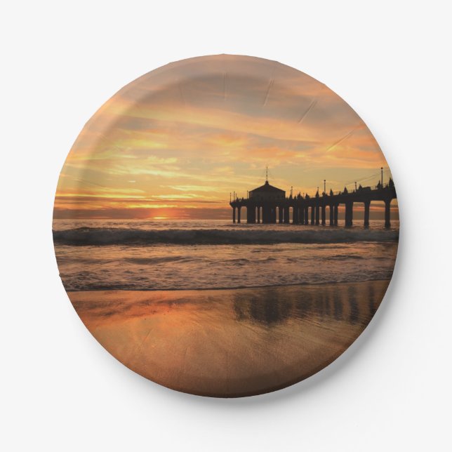 Assiettes En Carton Jetty Over Beach Sunset (Devant)