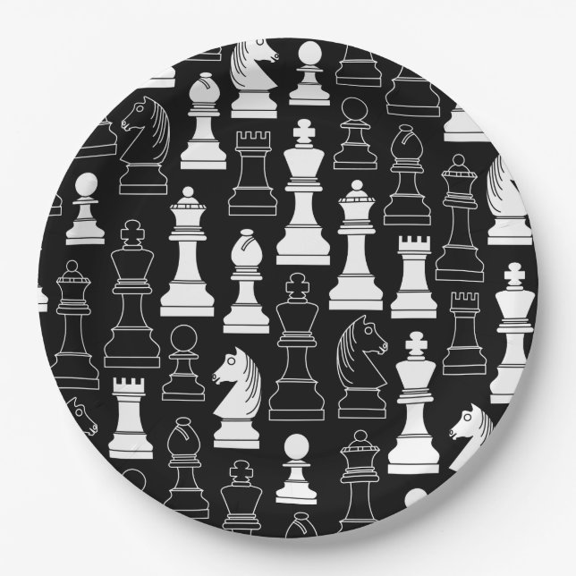 Assiettes En Carton Jeu d'échecs mignon Anniversaire de enfant Papier  (Devant)